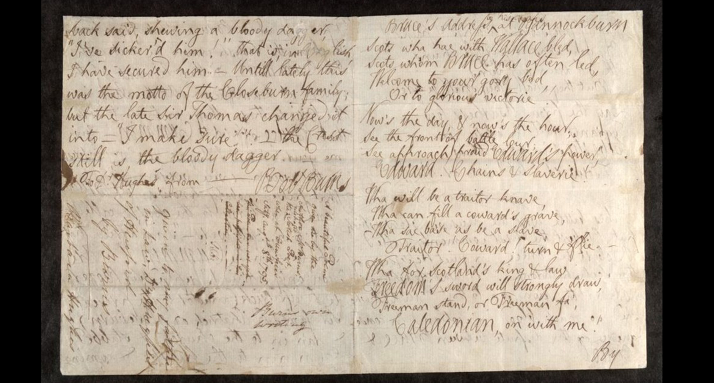 Original manuscript of Robert Burns ‘Scot’s Wae Hae